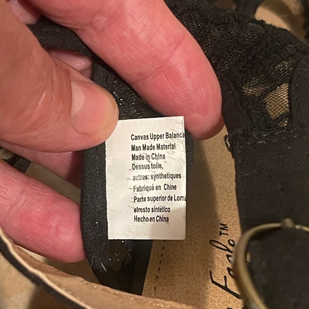 American Eagle Black Wedge Sandals- Women’s 9- Heels, Strappy Boho Lace cork - Picture 5 of 10